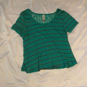 Flowy striped t shirt with lace back